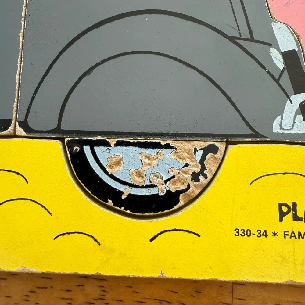 Vintage Playskool Wooden Puzzles 6 Sesame Street Drive Lion‎ Table Fire Pigs